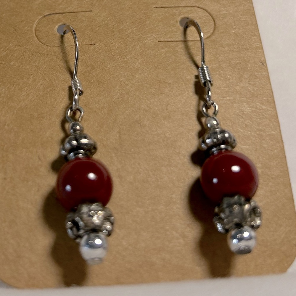 Maroon Earrings - Picture 4 of 6